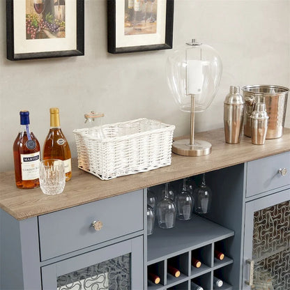Modern Farmhouse Buffet Cabinet,Sideboard with Drawers and Glass Door