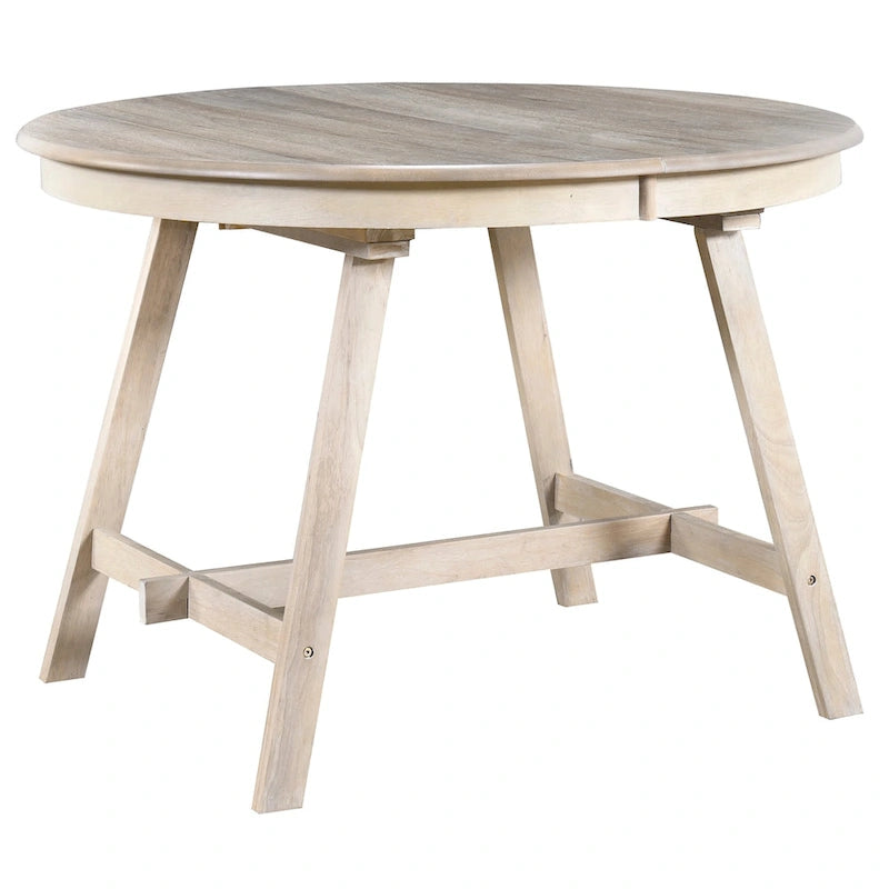 Retro Wood Dining Table Round Extendable Dining Table for Dining Room