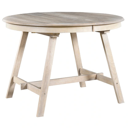 Retro Wood Dining Table Round Extendable Dining Table for Dining Room