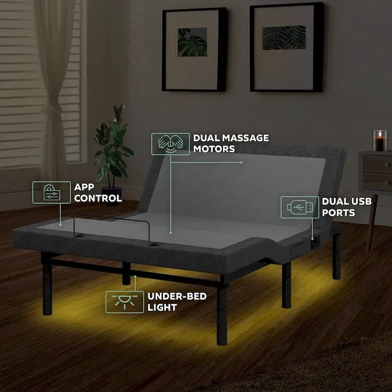Renanim Adjustable Bed Base with 14-inch Hybrid Foam Mattress