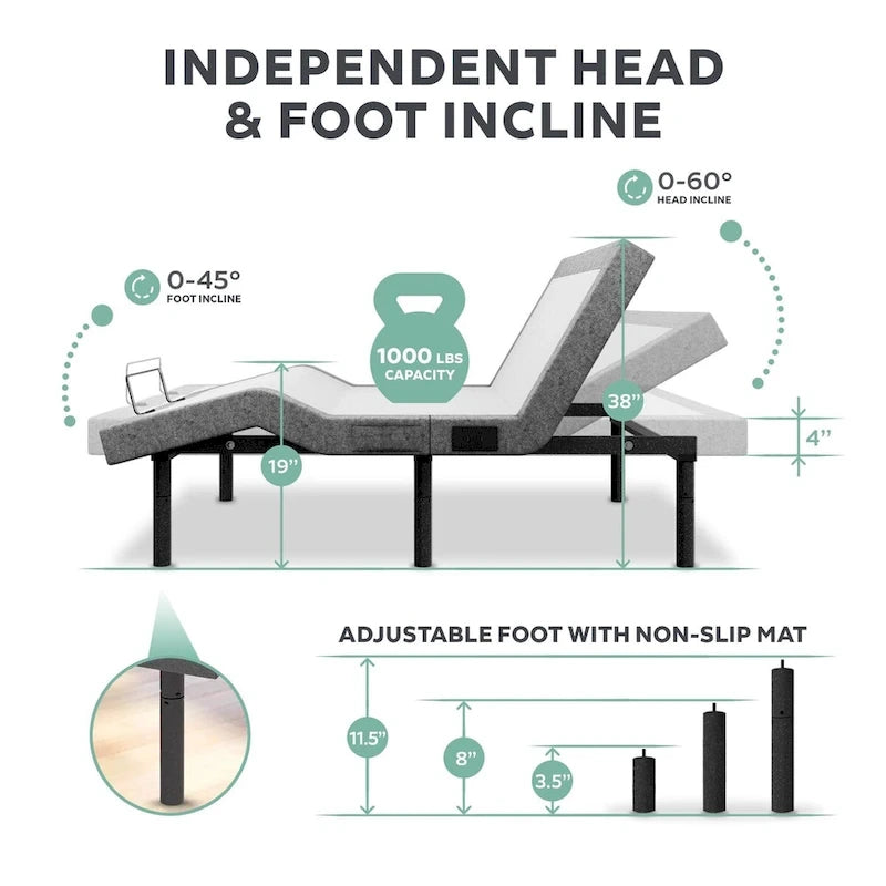 Renanim Adjustable Bed Base with 14-inch Hybrid Foam Mattress