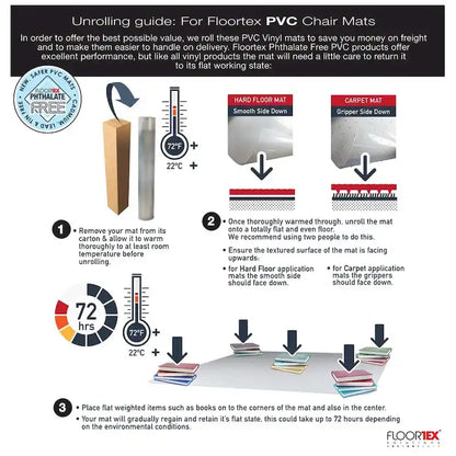 Advantagemat Black Vinyl Lipped Chair Mat for Hard Floor - 45 x 53