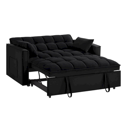 4-in-1 Pull-Out Sleeper Sofa Bed - Loveseat in Velvet -Convertible Couch Bed with Reclining Backrest,2 Side Pockets