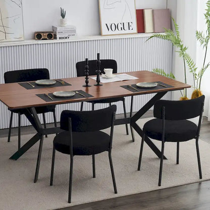 Set of 4 Teddy Fabric Upholstered with Metal Frame