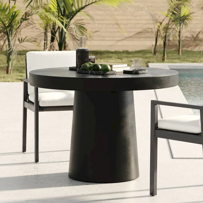 Modrest Desoto Modern Black Concrete Round Dining Table