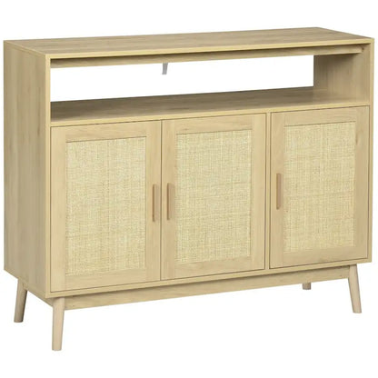 Boho Sideboard Buffet Cabinet with Rattan Doors, Natural