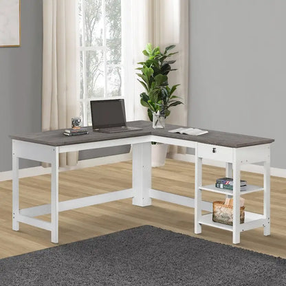 Saint Birch Finley White 59-inch L-Shape Desk