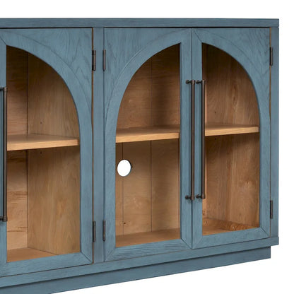 4-Door Large Storage Retro Sideboard with Metal Handles and Adjustable Shelves for Kitchen, Dining Room and Living Room