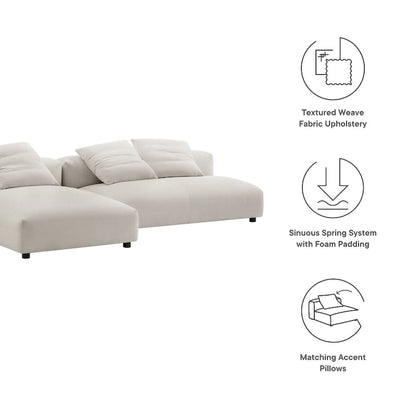 Solace 2-Piece Modular Upholstered Fabric Sectional Sofa With Chaise