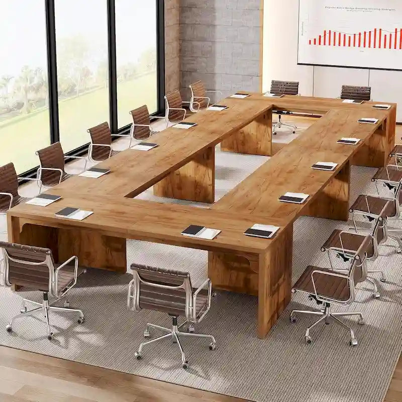 Brown Wood 13FT Rectangular Conference Table