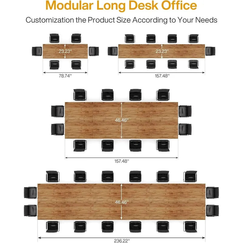 Brown Wood 13FT Rectangular Conference Table