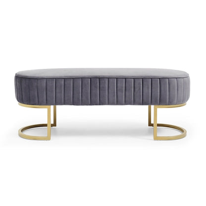 Bench Bedroom Bench ,Velvet Oval Upholstered End of Bed Bench with Golden Metal Legs ,48 Modern Storage Ottoman Bench