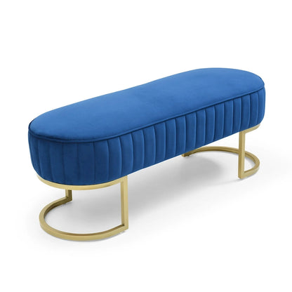 Bench Bedroom Bench ,Velvet Oval Upholstered End of Bed Bench with Golden Metal Legs ,48 Modern Storage Ottoman Bench