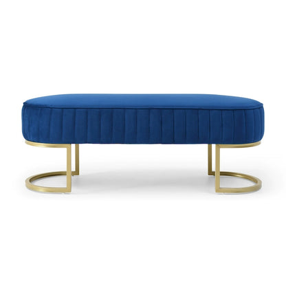 Bench Bedroom Bench ,Velvet Oval Upholstered End of Bed Bench with Golden Metal Legs ,48 Modern Storage Ottoman Bench