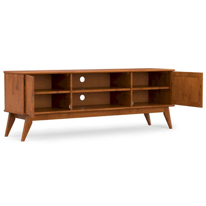 WYNDENHALL Tierney SOLID HARDWOOD 72 inch Wide Modern TV Media Stand in Teak Brown For TVs up to 80 inches