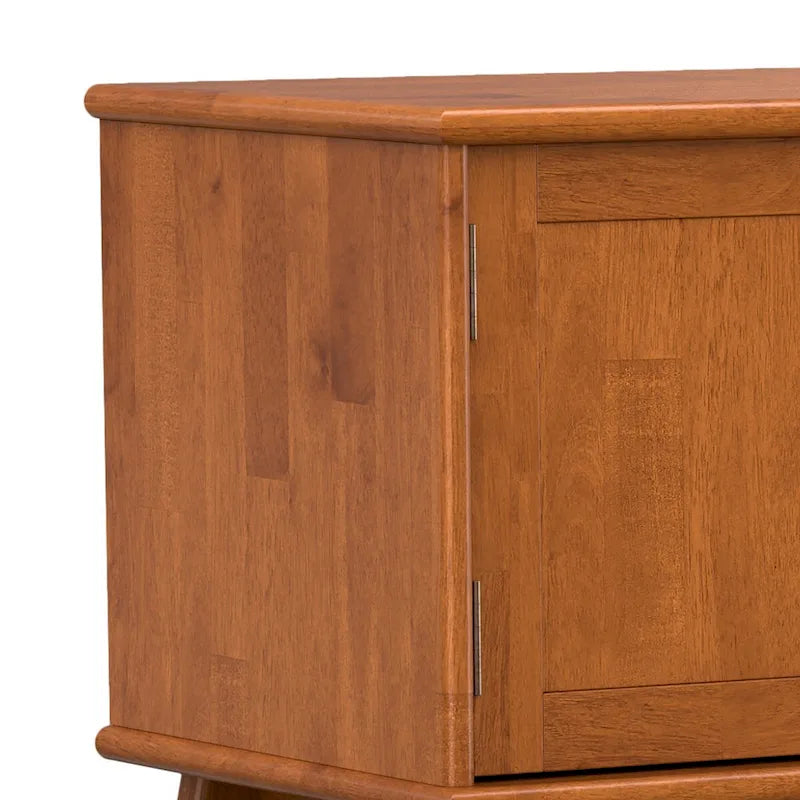 WYNDENHALL Tierney SOLID HARDWOOD 72 inch Wide Modern TV Media Stand in Teak Brown For TVs up to 80 inches