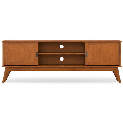 WYNDENHALL Tierney SOLID HARDWOOD 72 inch Wide Modern TV Media Stand in Teak Brown For TVs up to 80 inches